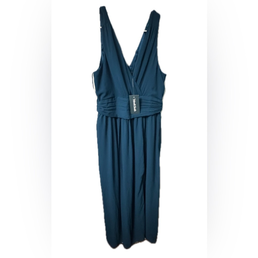 Modcloth Blue Ruched Waist Wrap Maxi Dress
